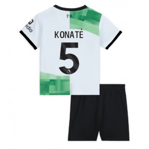 Liverpool Ibrahima Konate #5 Bortaställ Barn 2023-24 Kortärmad (+ Korta byxor)